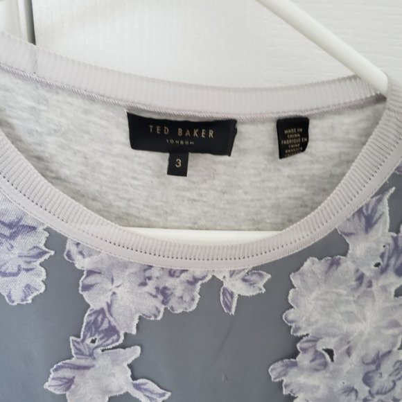 Ted Baker Floral Net Top Jersey Back Size 3 - Picture 3 of 8